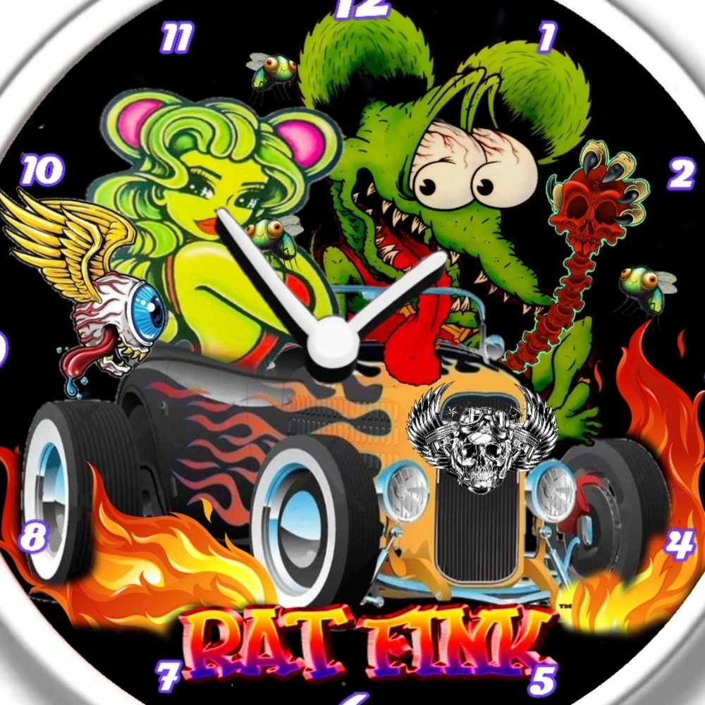 Rat Fink Graphic Wall Clock
